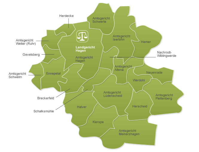 Karte des Landgerichtsbezirks Hagen
